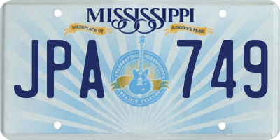 MS license plate JPA749