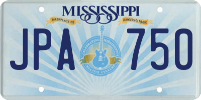 MS license plate JPA750