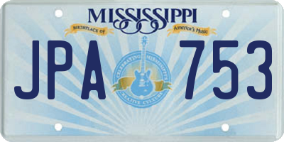 MS license plate JPA753
