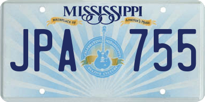 MS license plate JPA755