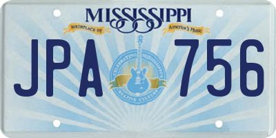 MS license plate JPA756