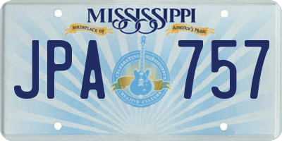 MS license plate JPA757