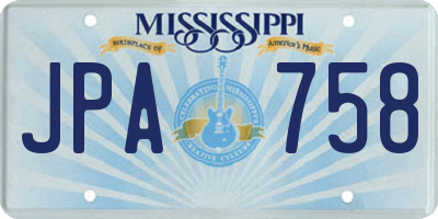 MS license plate JPA758