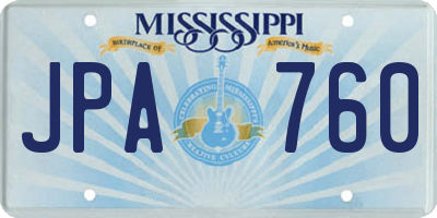 MS license plate JPA760