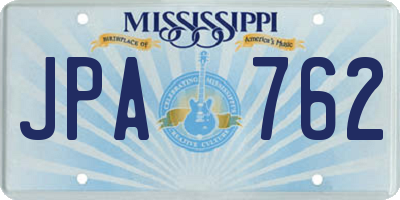 MS license plate JPA762