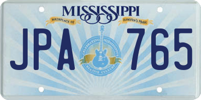 MS license plate JPA765