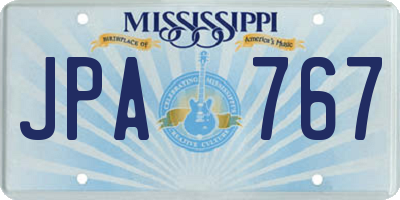 MS license plate JPA767