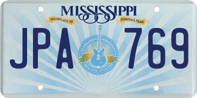 MS license plate JPA769