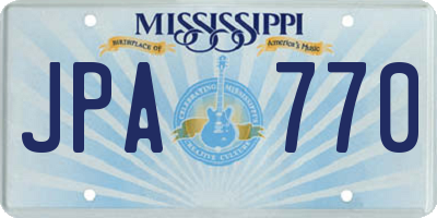 MS license plate JPA770