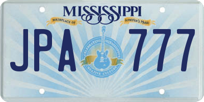 MS license plate JPA777
