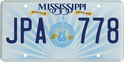 MS license plate JPA778