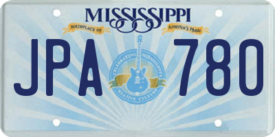 MS license plate JPA780