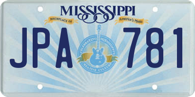 MS license plate JPA781