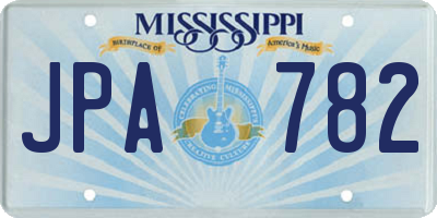 MS license plate JPA782