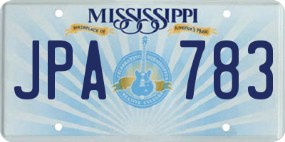 MS license plate JPA783