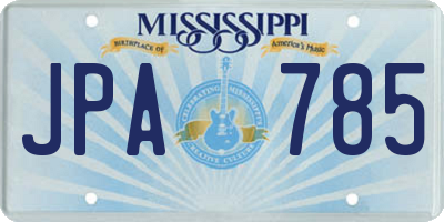 MS license plate JPA785