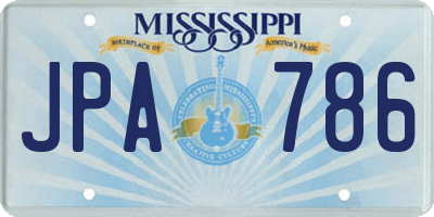 MS license plate JPA786