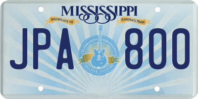 MS license plate JPA800
