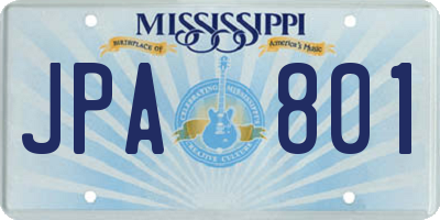 MS license plate JPA801