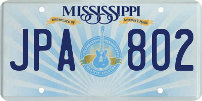 MS license plate JPA802