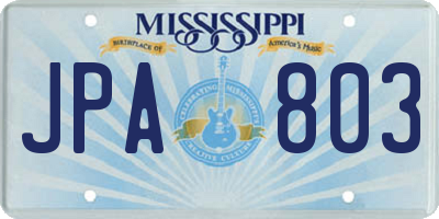 MS license plate JPA803