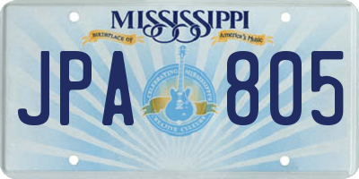 MS license plate JPA805