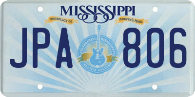 MS license plate JPA806