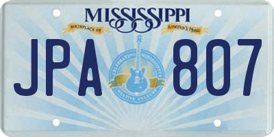 MS license plate JPA807