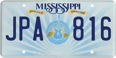 MS license plate JPA816