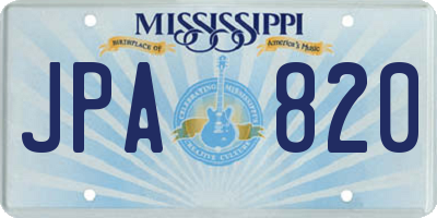 MS license plate JPA820