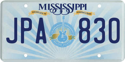 MS license plate JPA830