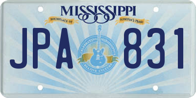 MS license plate JPA831