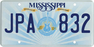 MS license plate JPA832