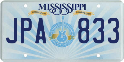 MS license plate JPA833