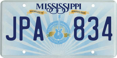 MS license plate JPA834