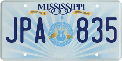 MS license plate JPA835