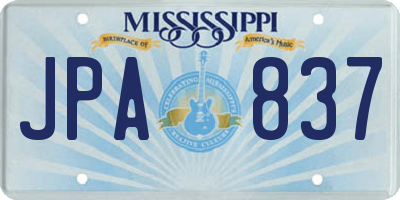 MS license plate JPA837