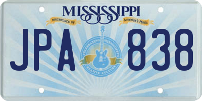 MS license plate JPA838
