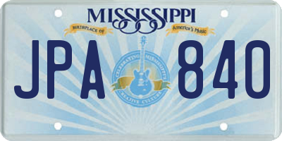 MS license plate JPA840