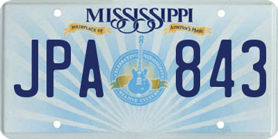 MS license plate JPA843