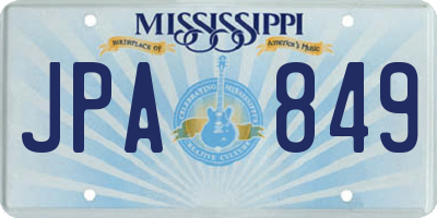MS license plate JPA849