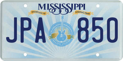 MS license plate JPA850