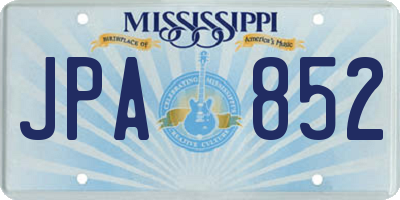 MS license plate JPA852