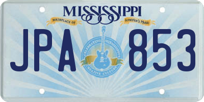 MS license plate JPA853
