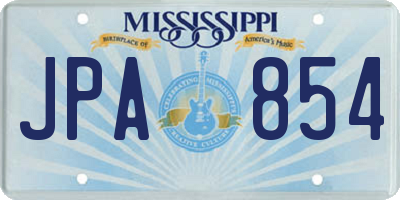 MS license plate JPA854