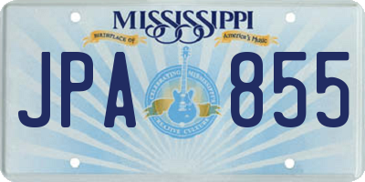 MS license plate JPA855