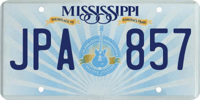MS license plate JPA857