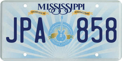 MS license plate JPA858