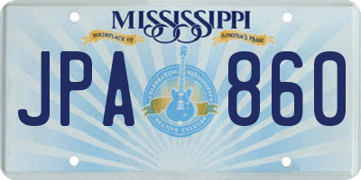 MS license plate JPA860