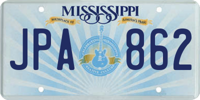 MS license plate JPA862